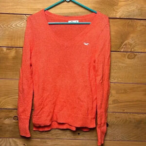 Hollister womens sweater lightweight M orange knit soft cotton acrylic party Y2K